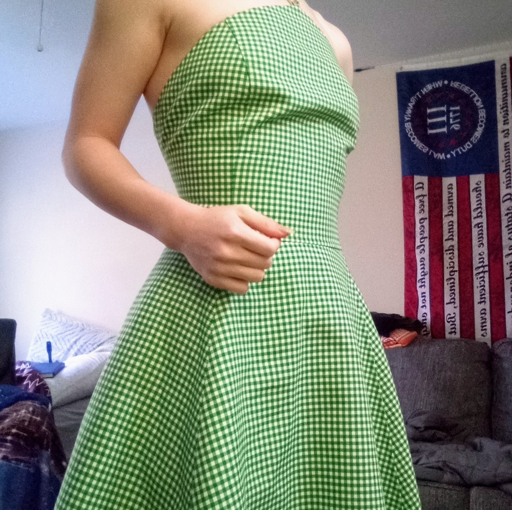 MICHAEL KORS green vintage style plad dress